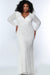 Formal Dresses Long Sleeve Plus Size Formal Evening Gown White