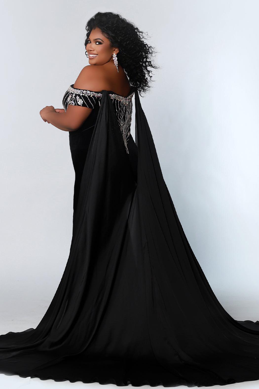 Sydneys Closet JK2202 Long Off Shoulder Prom Plus Size Formal Gown