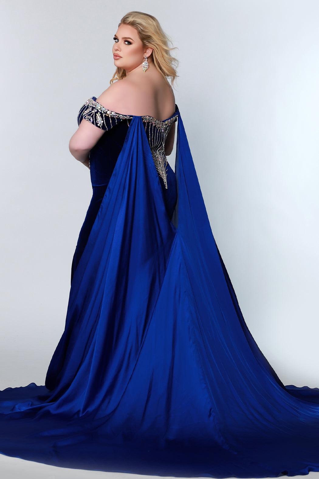 Sydneys Closet JK2202 Long Off Shoulder Prom Plus Size Formal Gown