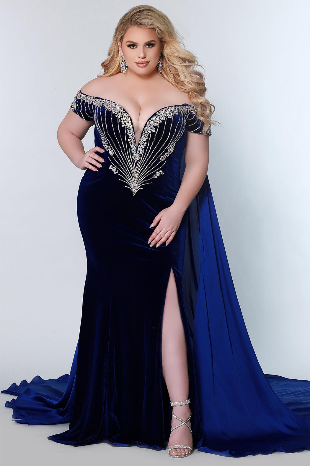 Sydneys Closet JK2202 Long Off Shoulder Prom Plus Size Formal Gown