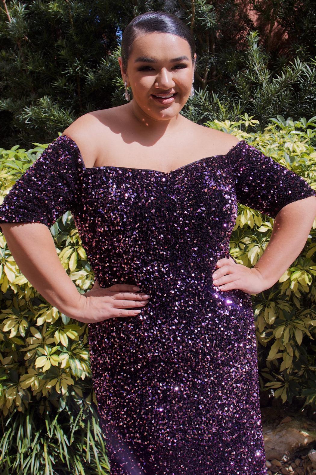 Plus size plum cheap formal dress