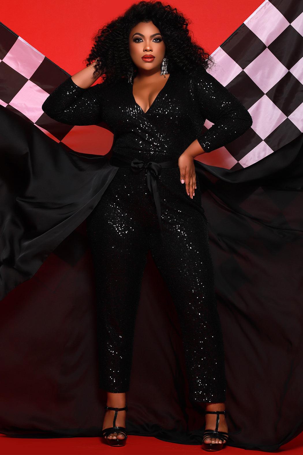 Sydneys Closet JK2220 Plus Size Long Sleeve Formal Jumpsuit