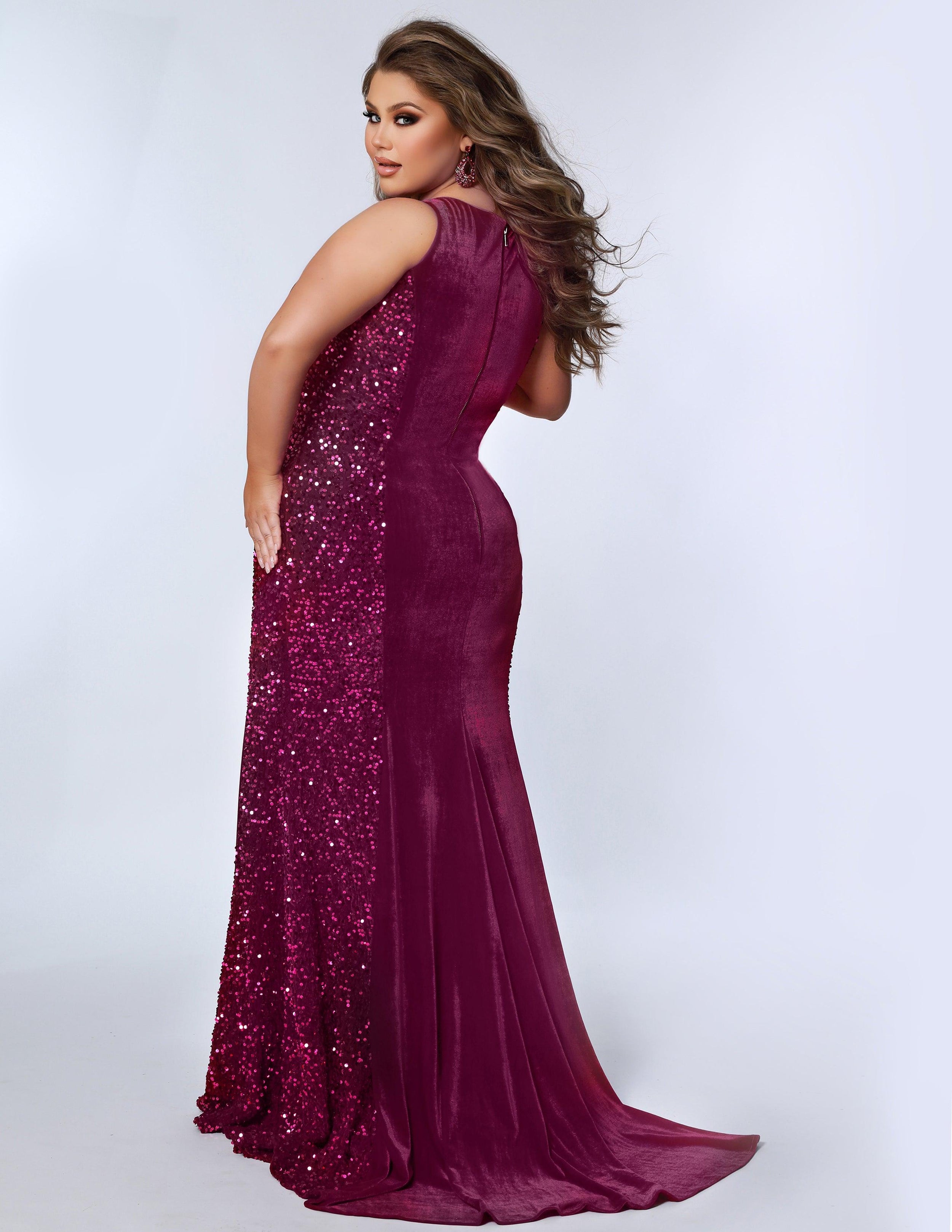 Formal Dresses Long Sleevelesss Plus Size Formal Evening Gown Magenta