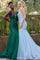 Prom Dresses Embroidered Plunging Neckline Mermaid Long Prom Dress Emerald Light Blue