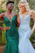Prom Dresses Embroidered Plunging Neckline Mermaid Long Prom Dress Emerald Light Blue