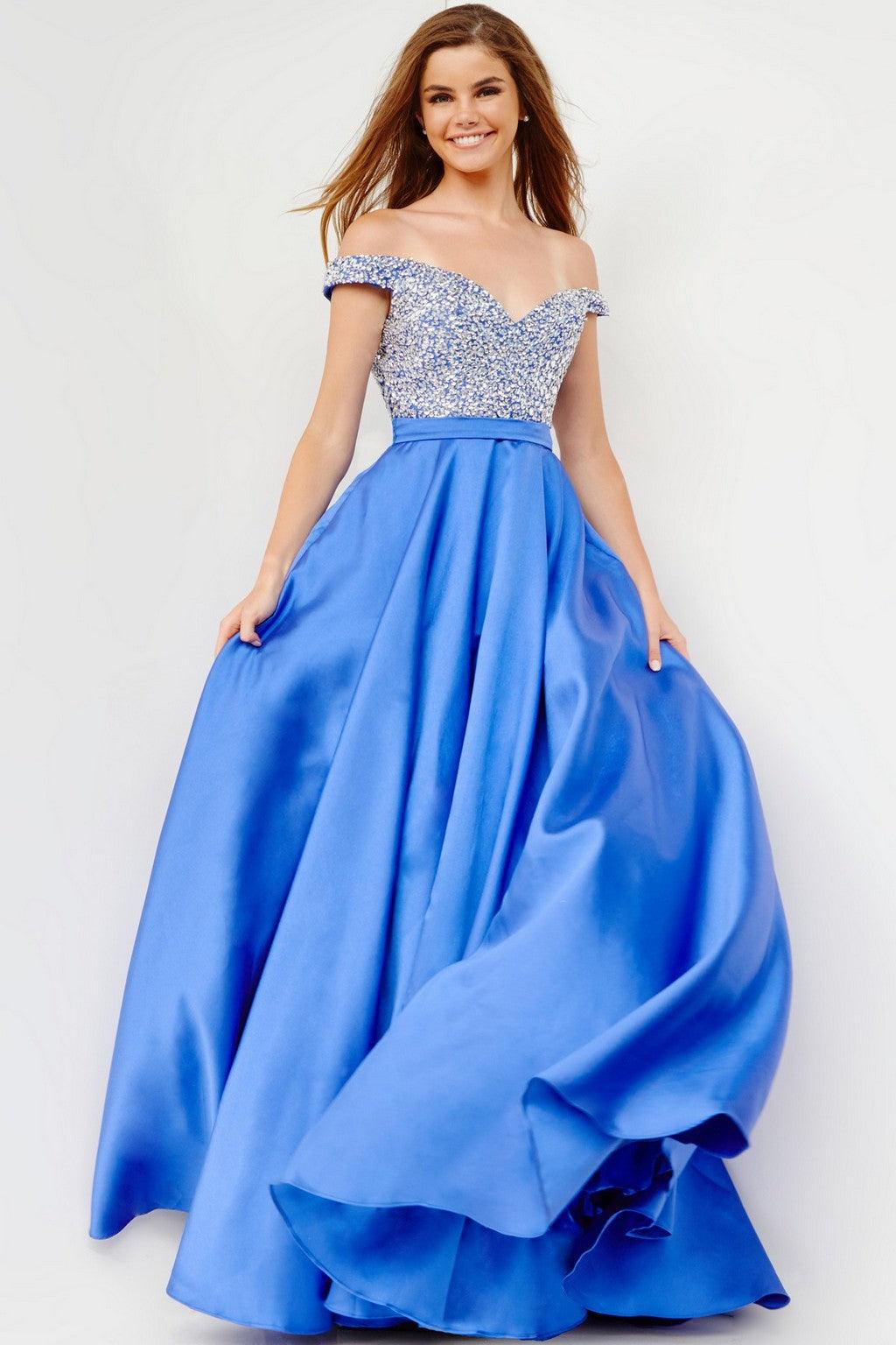 Jovani JVN08474 Off Shoulder Long A-Line Evening Gown