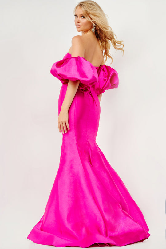 Jovani 22830 Puff Sleeve Sweetheart Mermaid Long Prom Dress