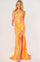 Prom Dresses Long Fitted Sparkling Evening Gown NEON ORANGE