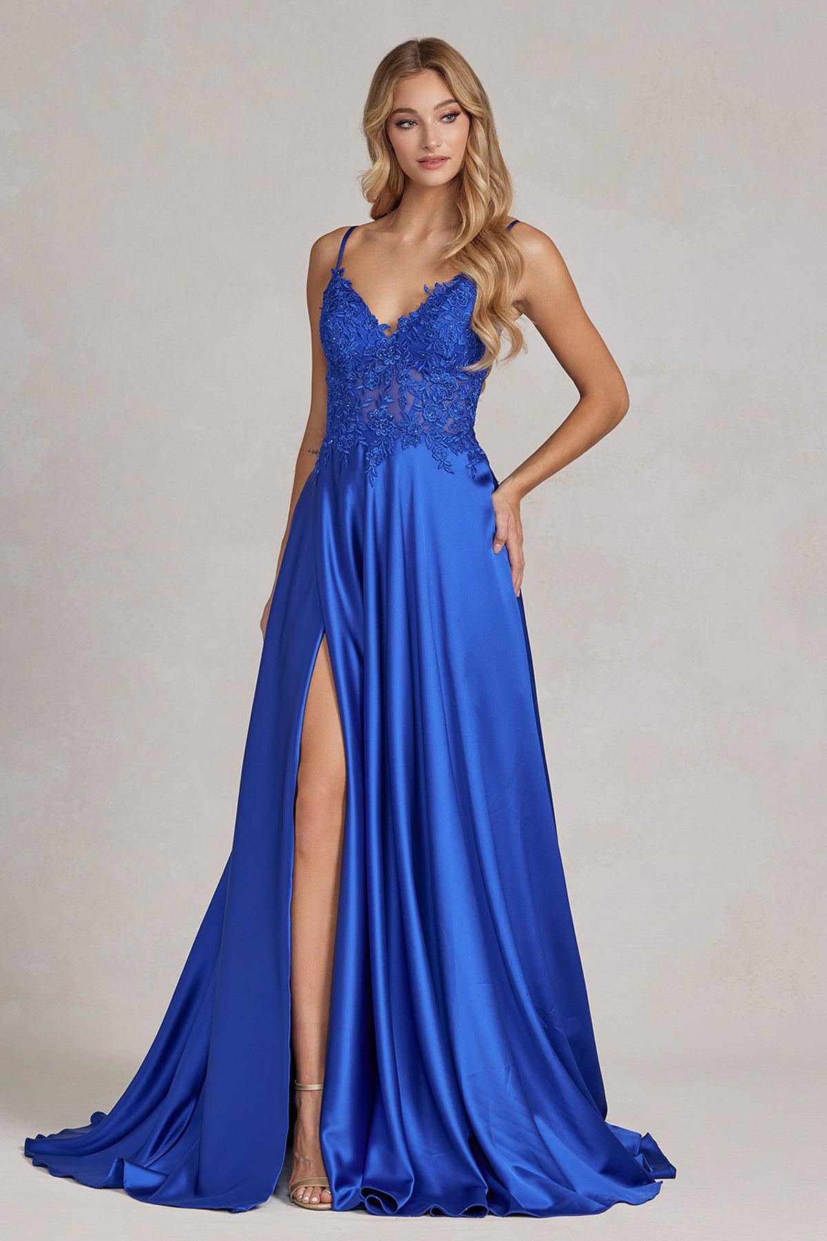 Nox Anabel K1121 Prom Long Sexy Slit Formal Dress Royal Blue
