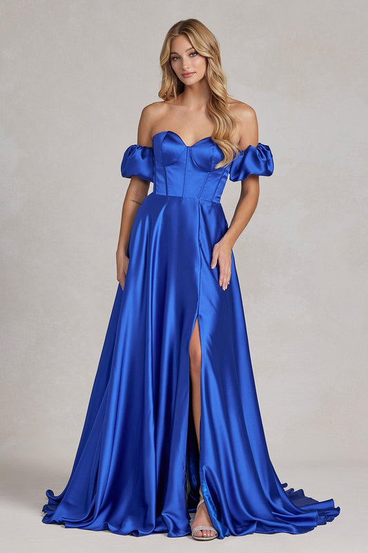 Nox Anabel K1122 Prom Off Shoulder Long Formal Gown Royal Blue