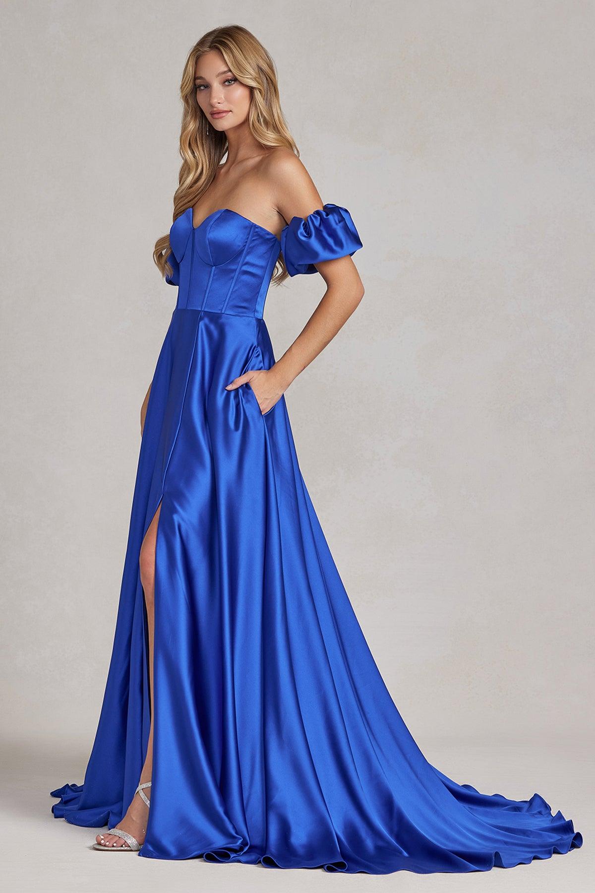 Nox Anabel K1122 Prom Off Shoulder Long Formal Gown Royal Blue