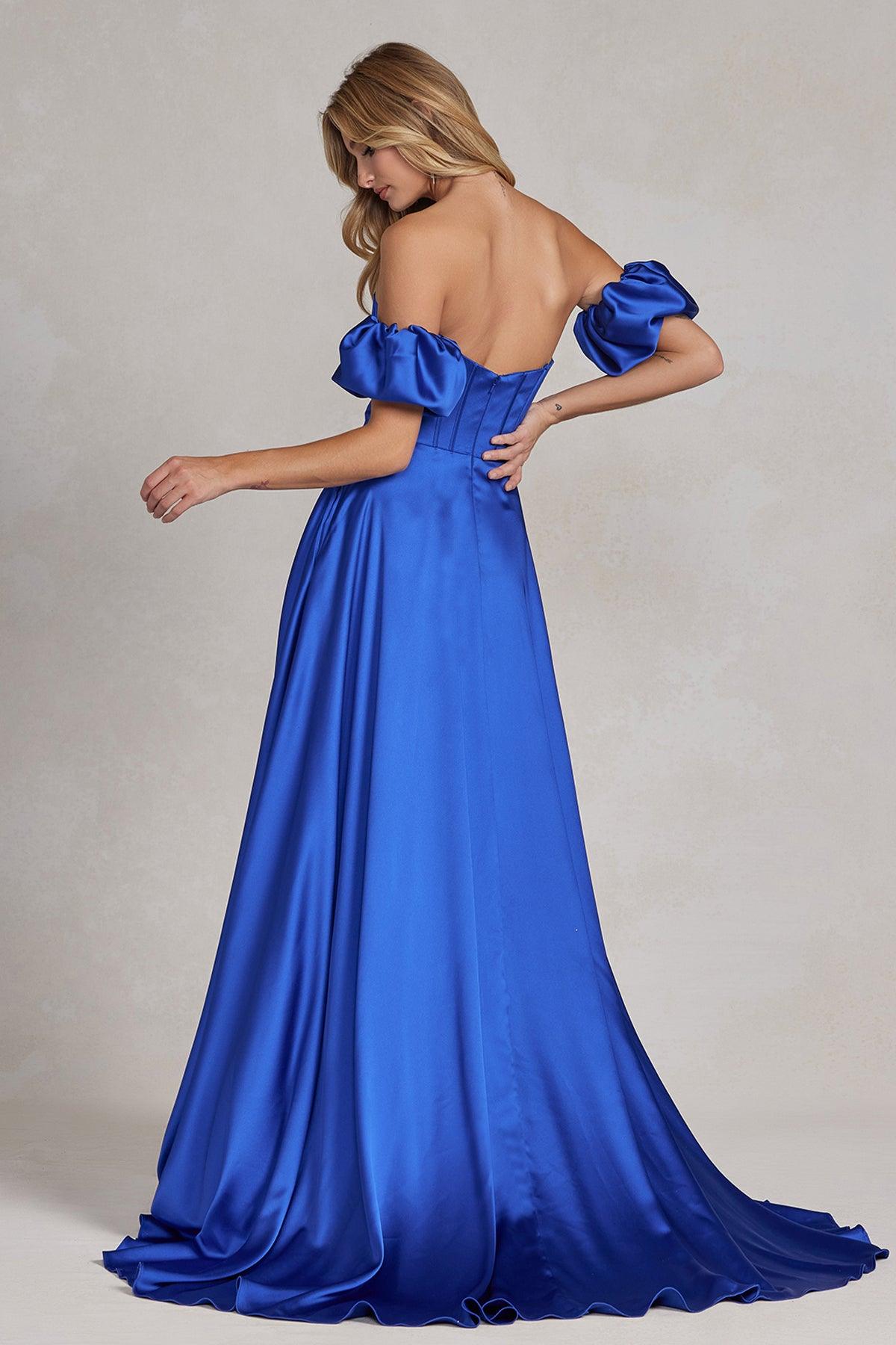 Nox Anabel K1122 Prom Off Shoulder Long Formal Gown Royal Blue