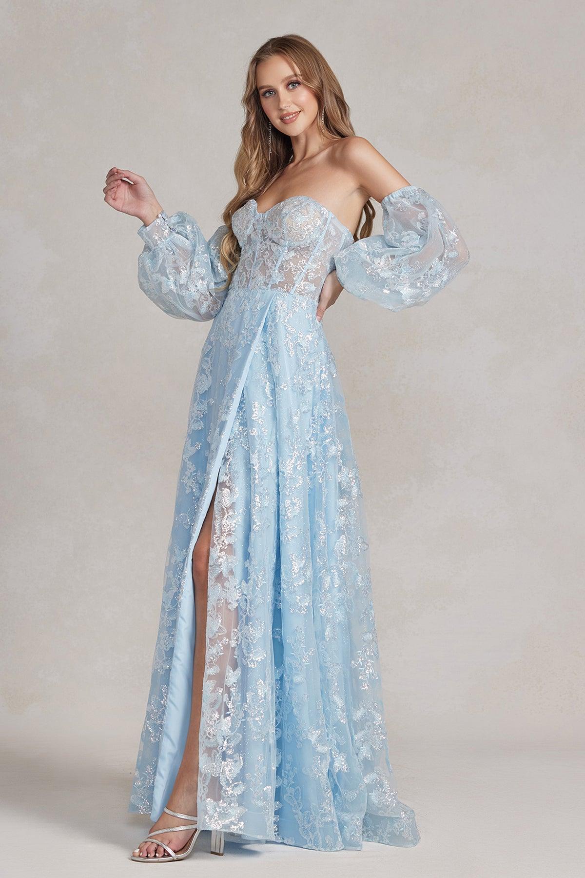 Nox Anabel K1155 Long Formal Prom A Line Gown Blue