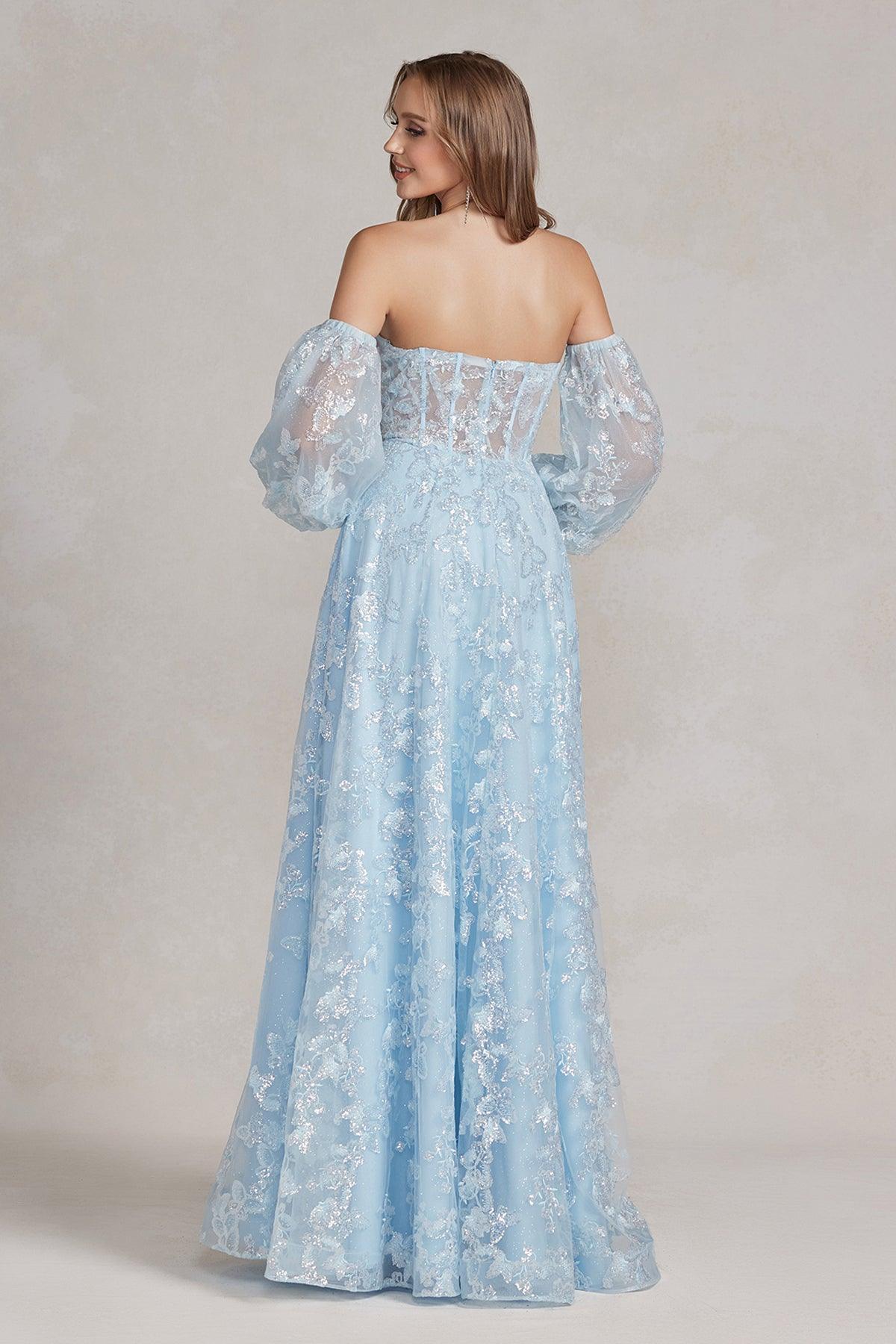 Nox Anabel K1155 Long Formal Prom A Line Gown Blue
