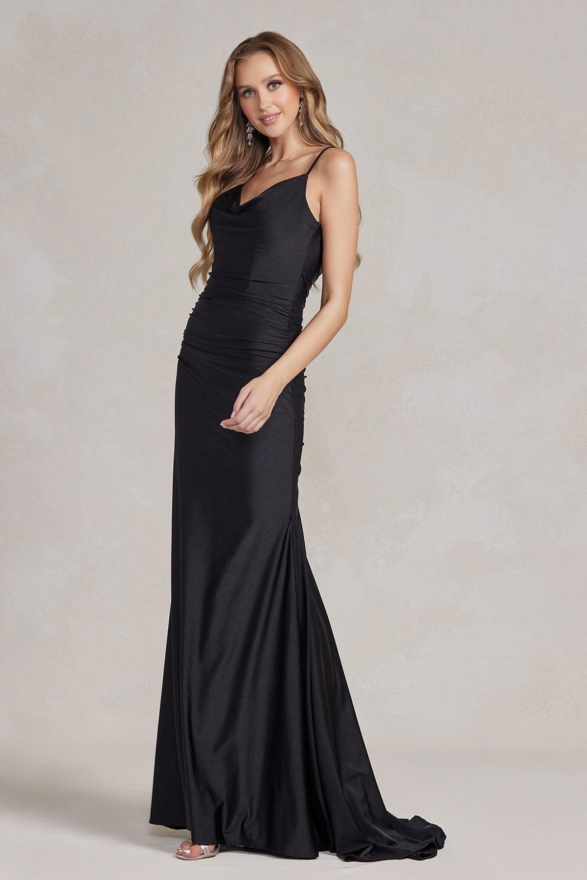 Nox Anabel G1146 Long One Shoulder Formal Prom Dress Black