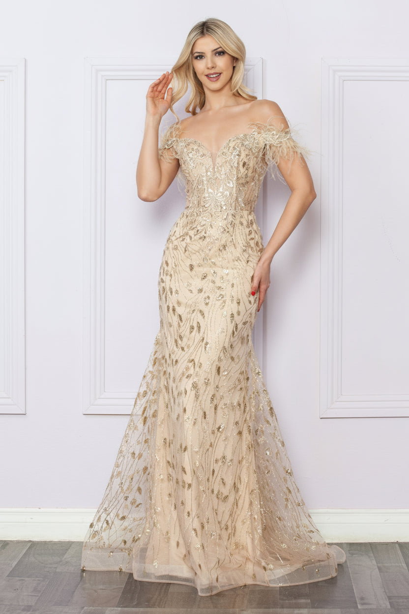 Prom Dresses Long Formal Beaded Prom Dress Champagne