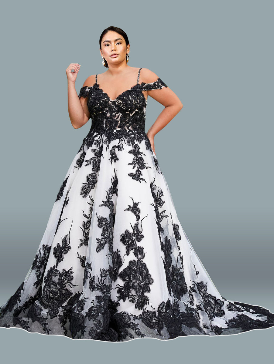 Plus Size Long Off-Shoulder Floral Wedding Gown Plus Size Long Off-Shoulder Floral Wedding Gown