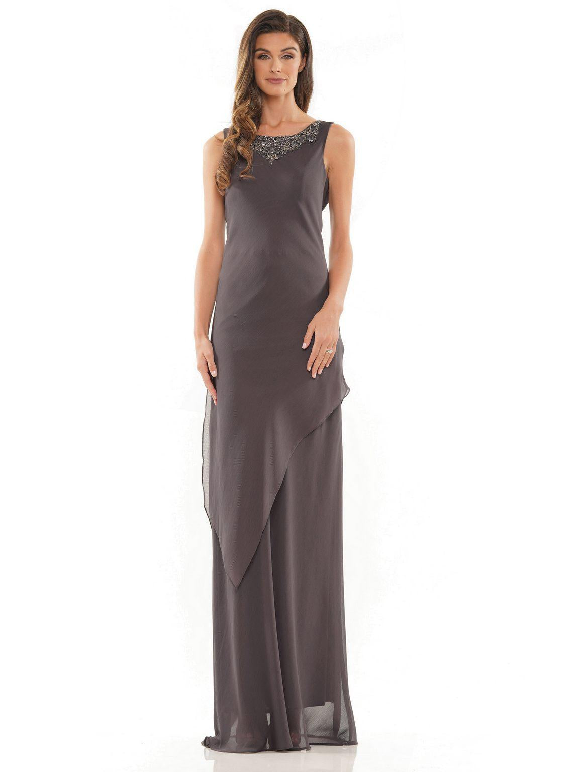 Mother of the Bride Dresses Long Sleeveless Formal Jacket Dress  Charcoal