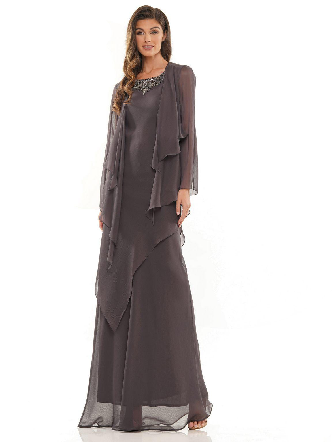 Mother of the Bride Dresses Long Sleeveless Formal Jacket Dress Charcoal