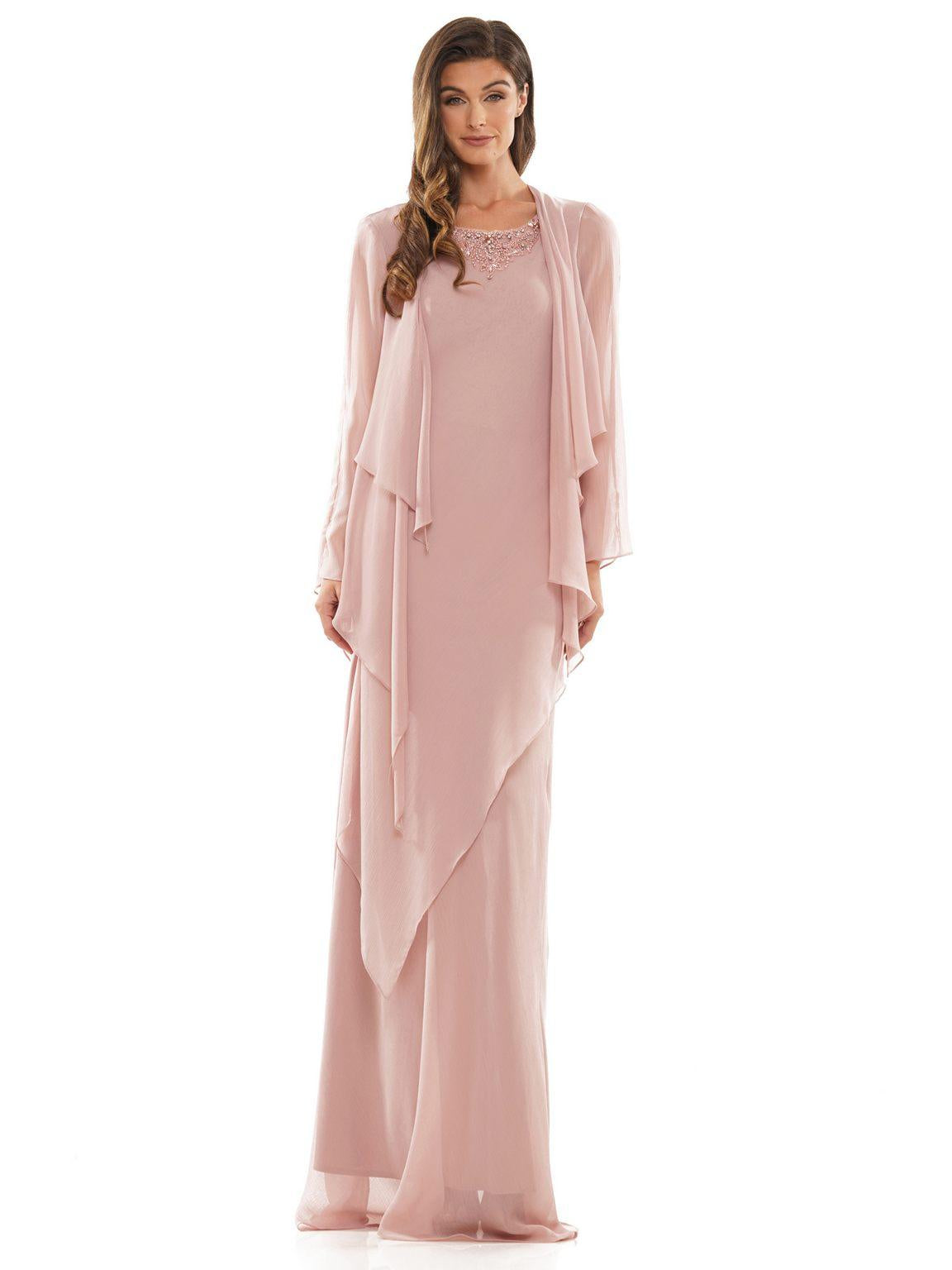 Mother of the Bride Dresses Long Sleeveless Formal Jacket Dress Mauve