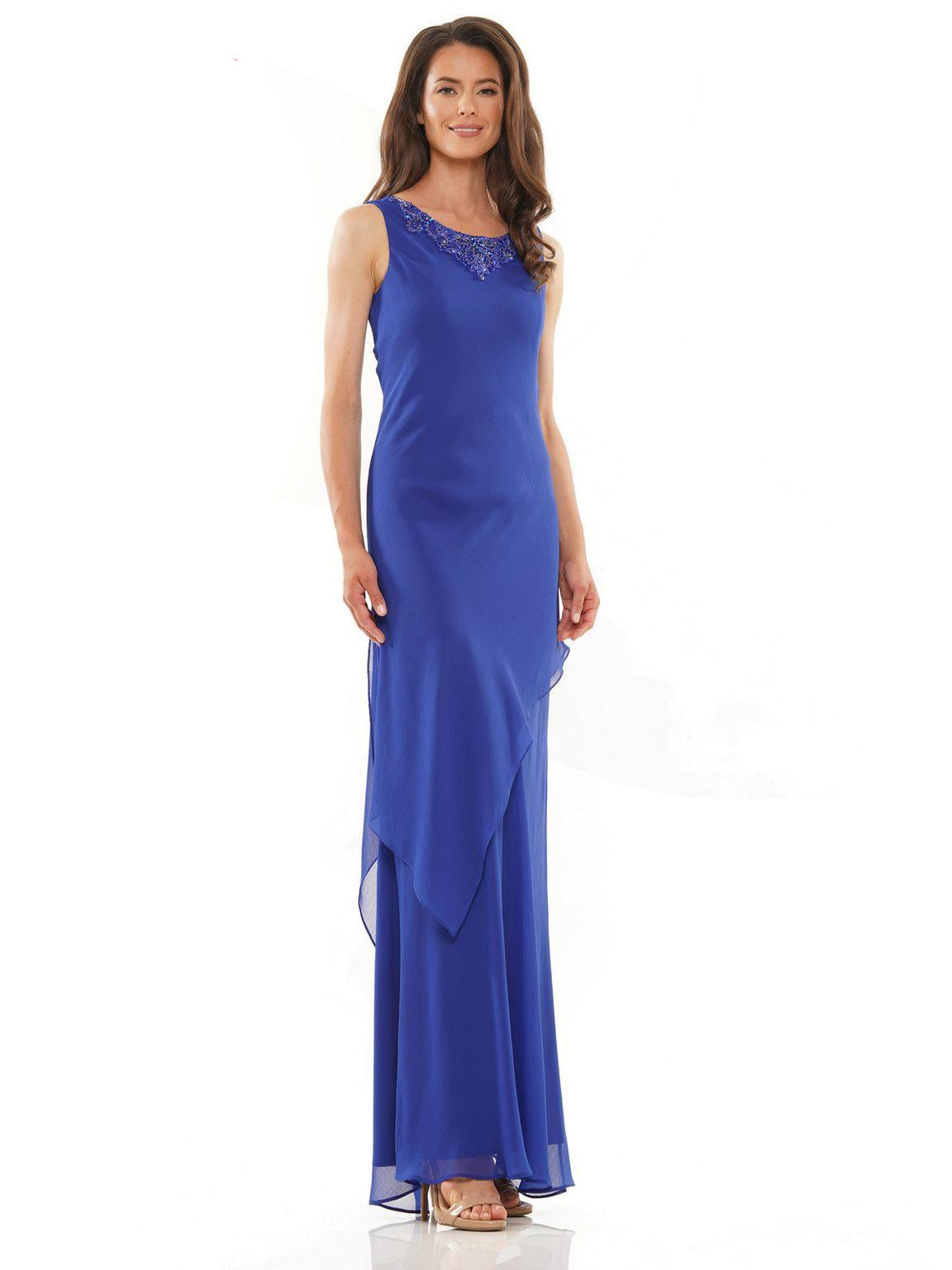 Mother of the Bride Dresses Long Sleeveless Formal Jacket Dress Sapphire