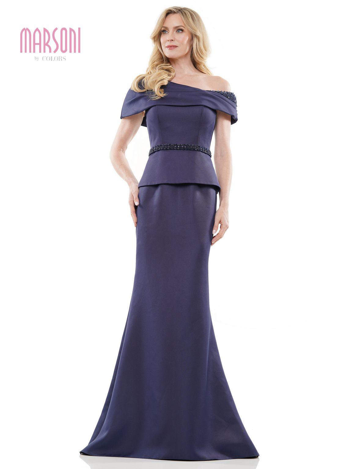 Marsoni MV1239 Long One Shoulder Fitted Formal Gown