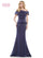 Mother of the Bride Dresses Long One Shoulder Fitted Formal Gown Navy
