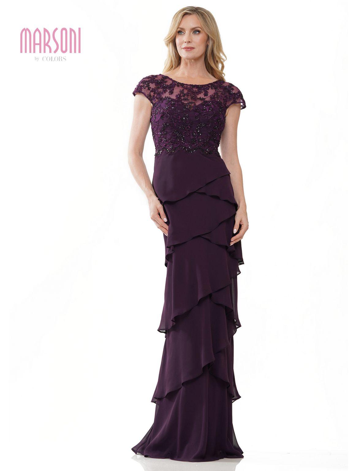 Marsoni MV1243 Long Cap Sleeve Formal Dress