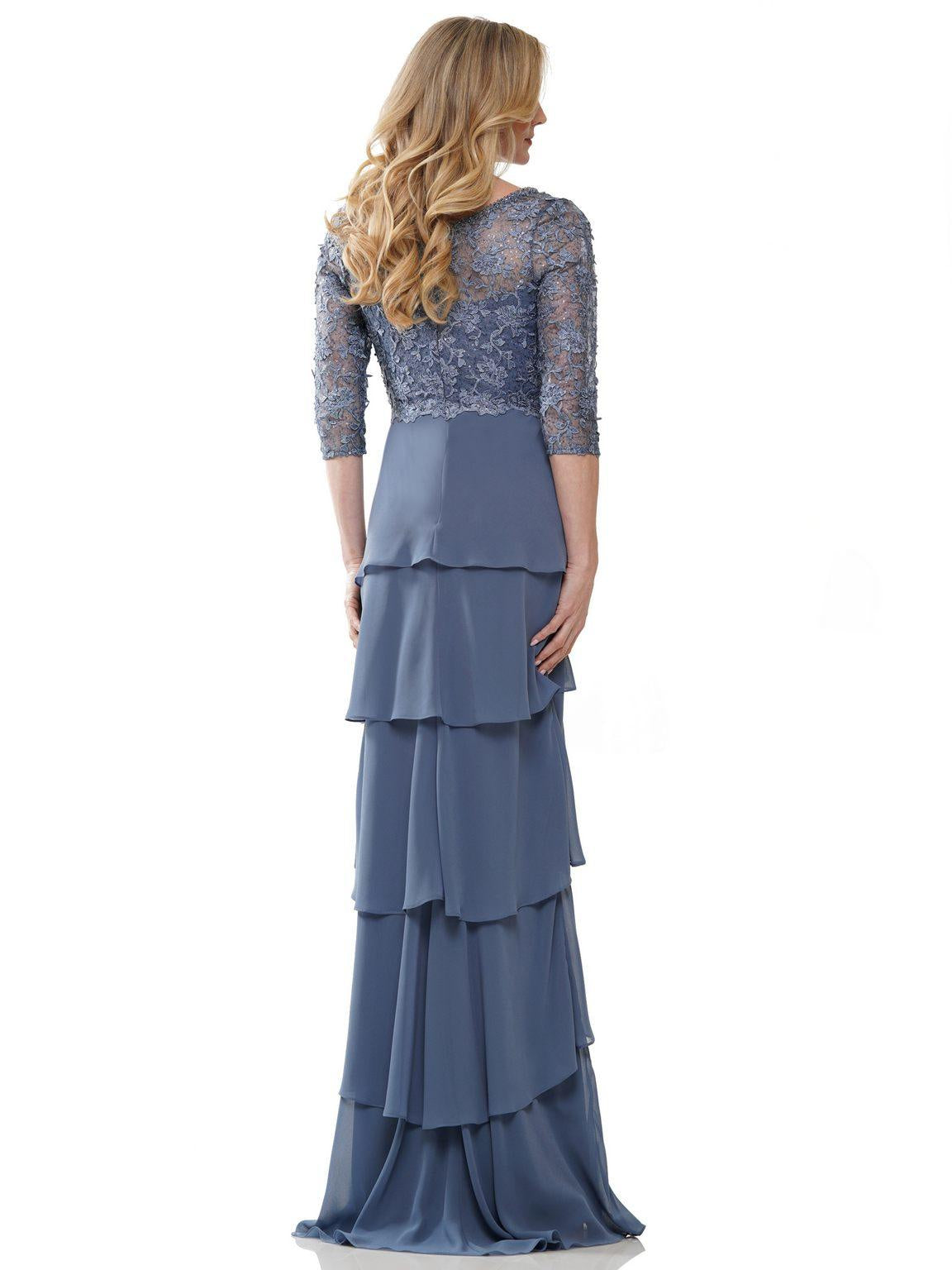 Mother of the Bride Dresses Long 3/4 Sleeve Chiffon Formal Dress Slate Blue