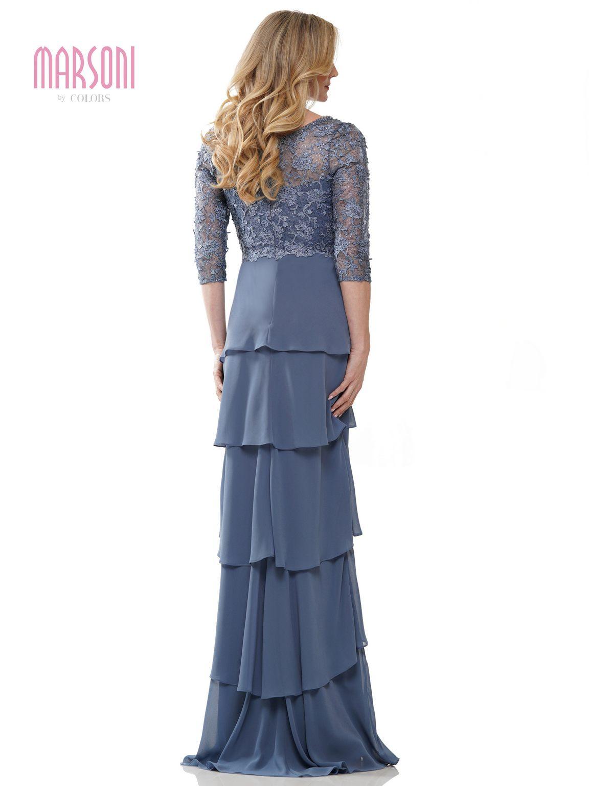 Marsoni MV1244 Long 3/4 Sleeve Chiffon Formal Dress