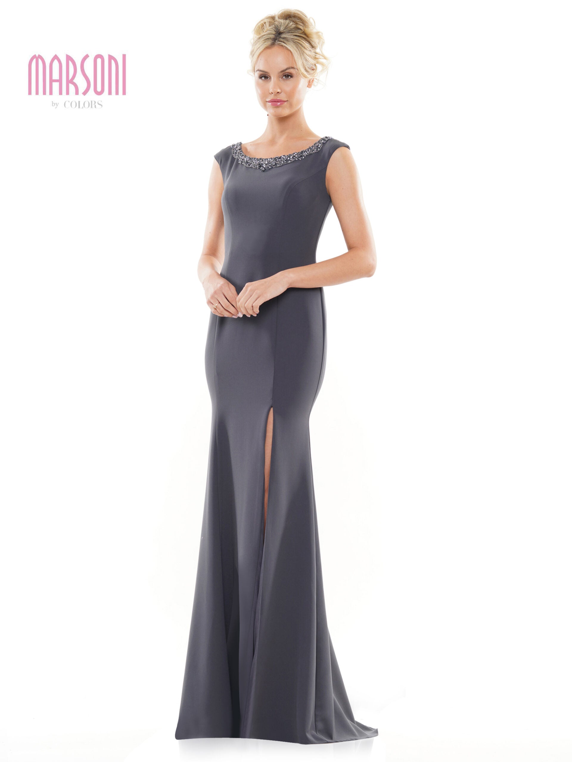 Prom Dresses Long Sleeveless Fitted Formal Dress Charcoal