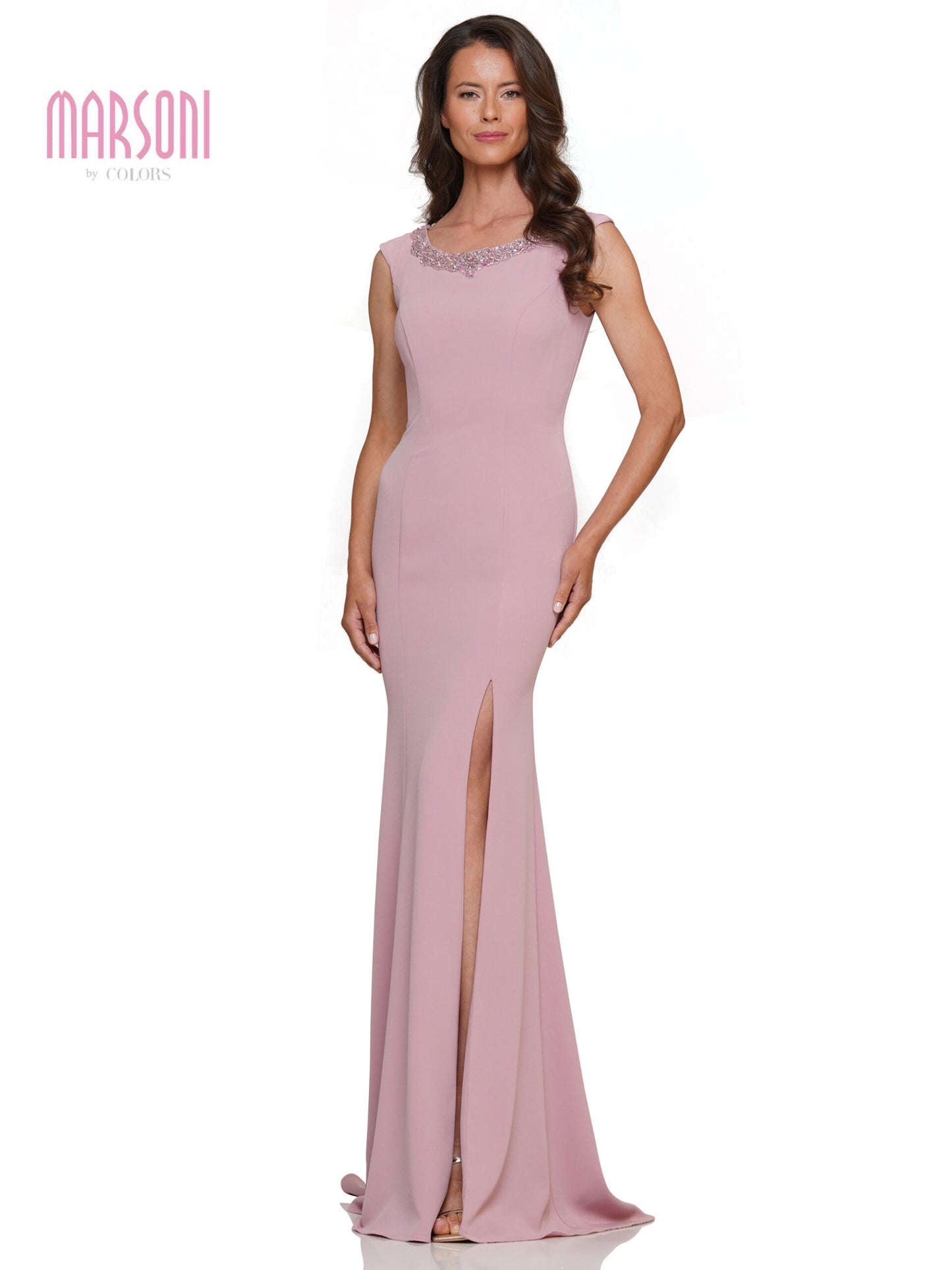 Prom Dresses Long Sleeveless Fitted Formal Dress Dusty Rose