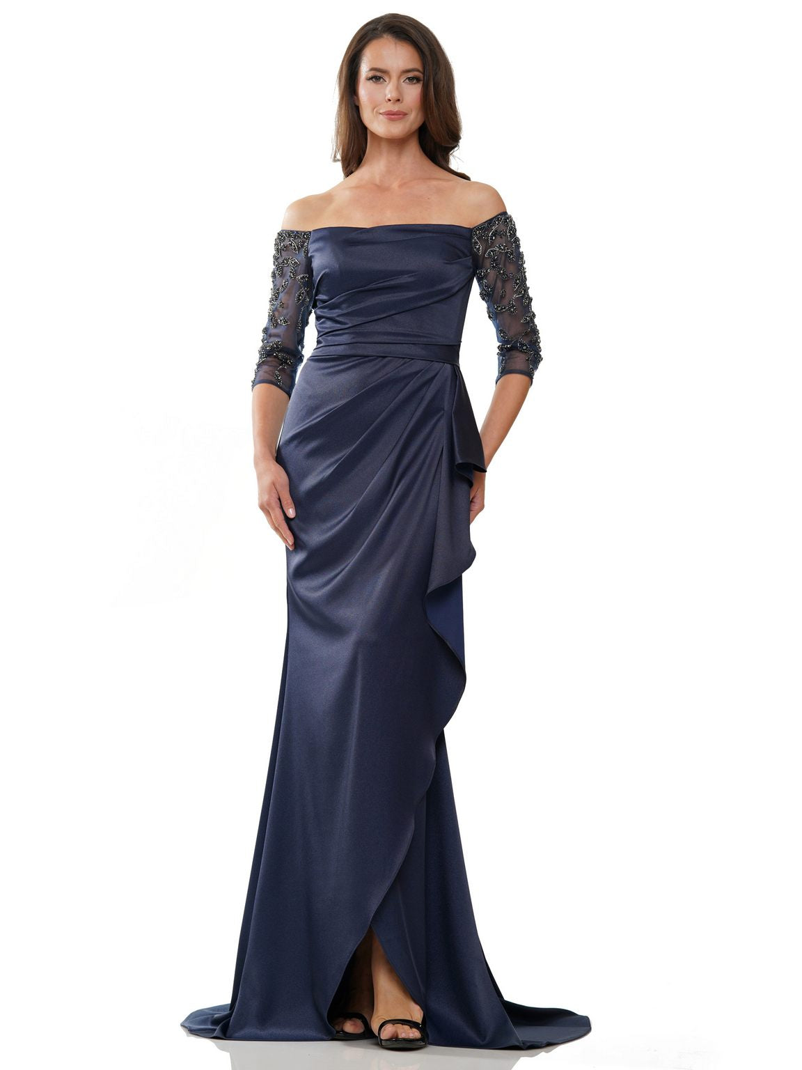 Navy Marsoni MV1254 Long Off Shoulder Formal Dress for $547.99 – The