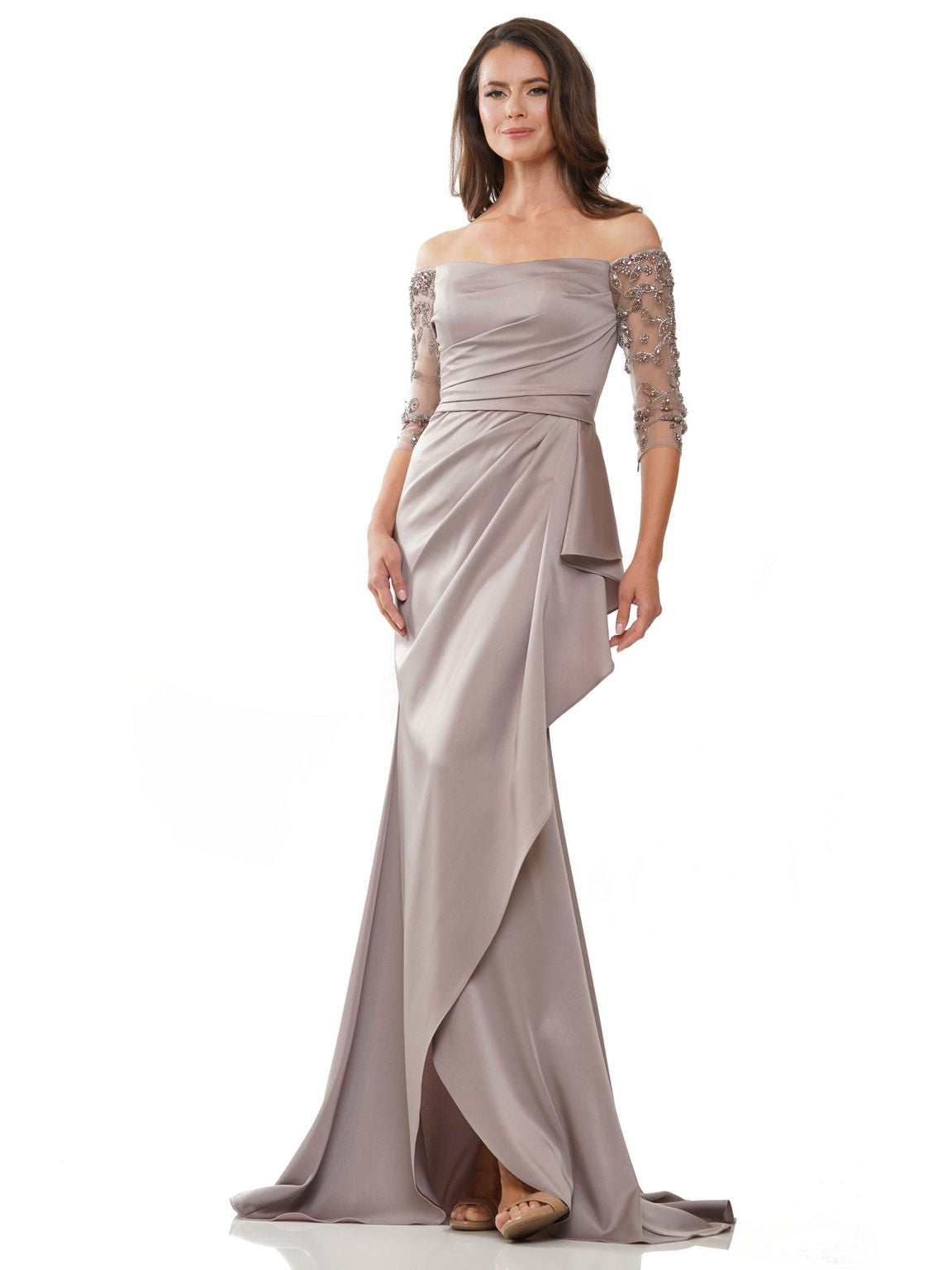 Formal Dresses Long Off Shoulder Formal Dress Taupe