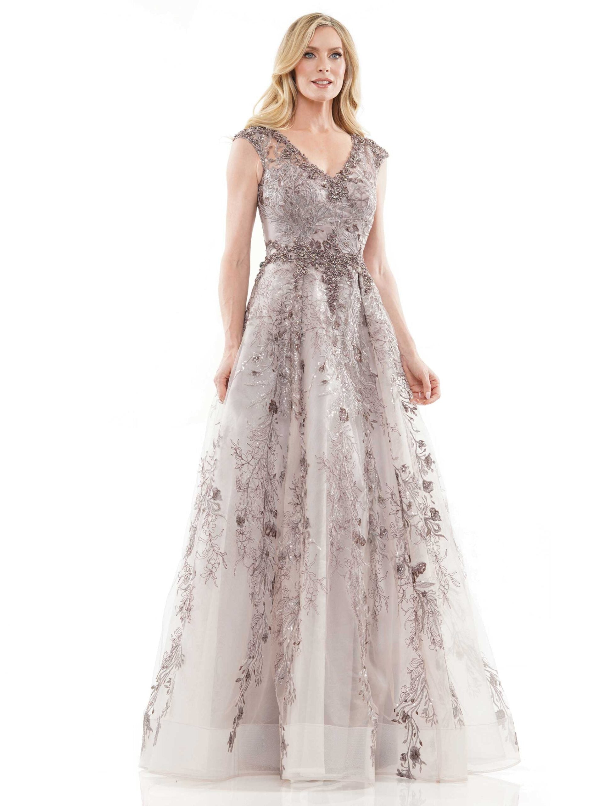 Formal Dresses Long Cap Sleeve Formal Evening Dress Taupe