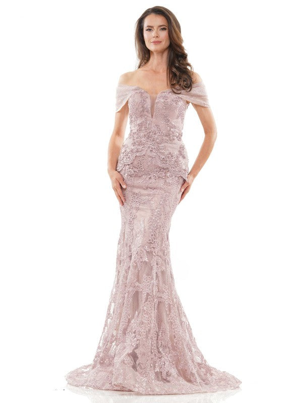 Marsoni MV1256 Long Off Shoulder Formal Lace Dress