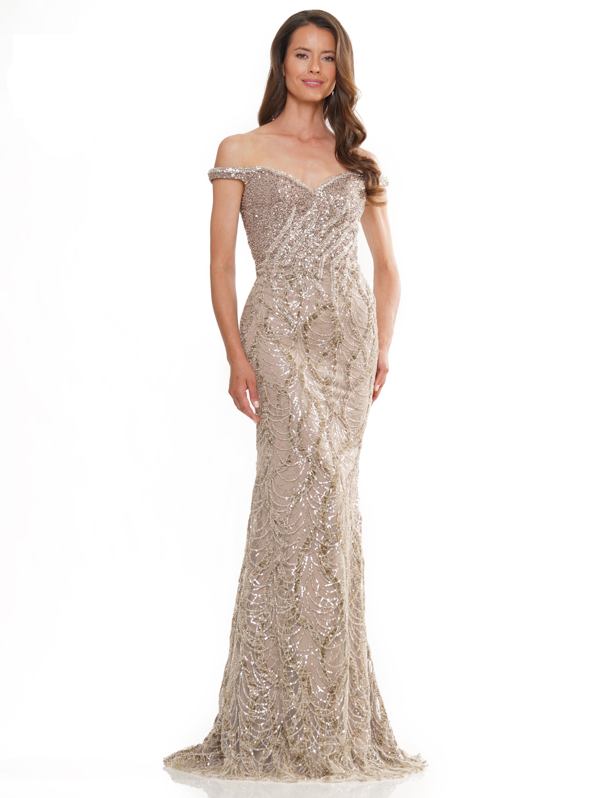 Formal Dresses Long Beaded Off Shoulder Formal Dress Mink