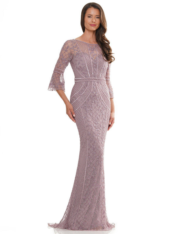 Marsoni MV1263 Mother of the Bride Quarter Sleeve Beaded Mesh Dress