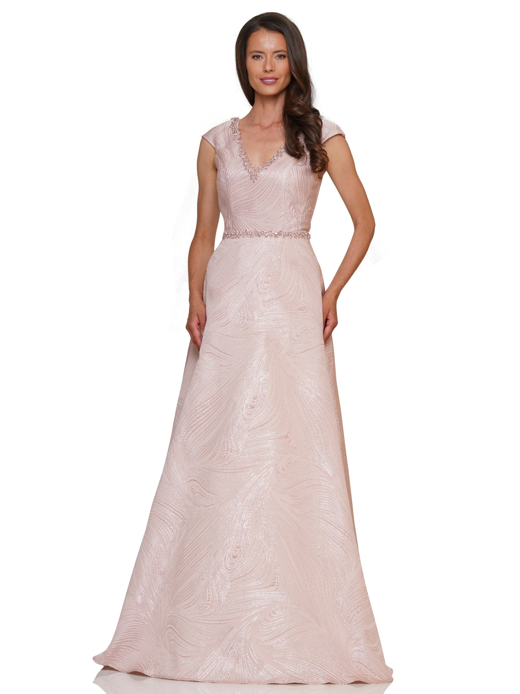 Mother of the Bride Dresses Mother of the Bride Cap Sleeve Jacquard Dress Rose