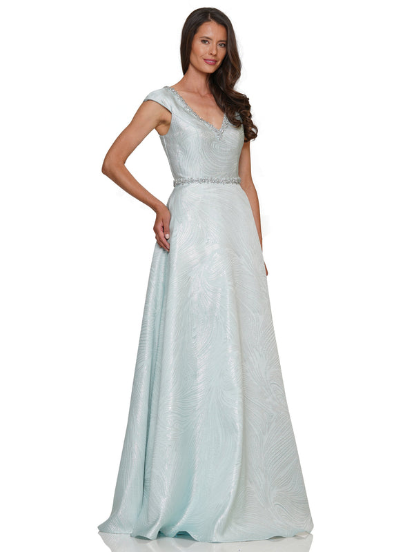 Marsoni MV1264 Mother of the Bride Cap Sleeve Jacquard Dress
