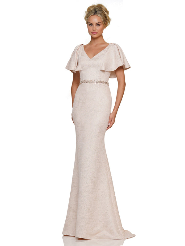 Marsoni MV1268 Mother of the Bride Flutter Sleeve V Neck Long Dress