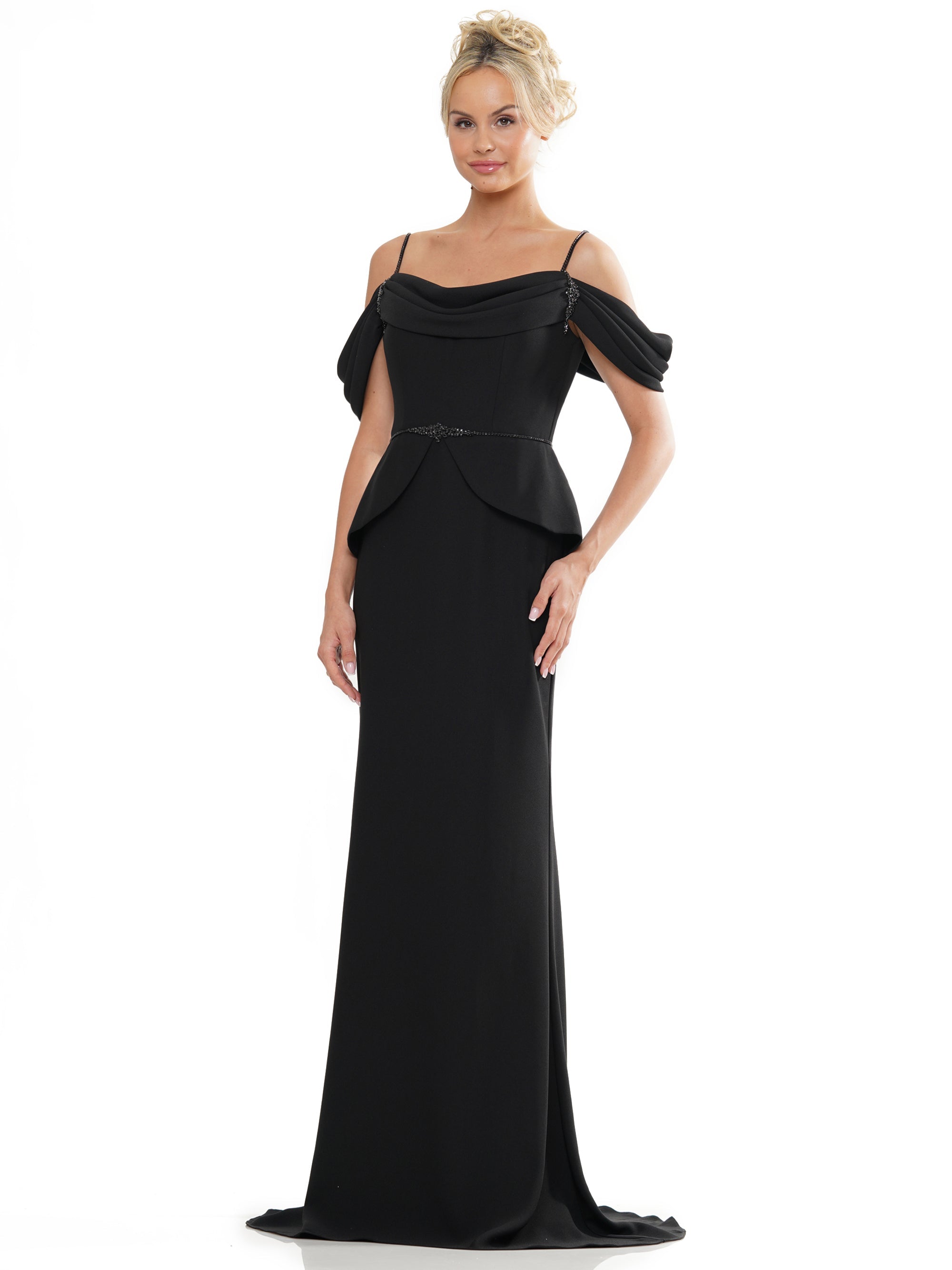 black off the shoulder mother of the bride dress Alexander by Daymor 2052F24