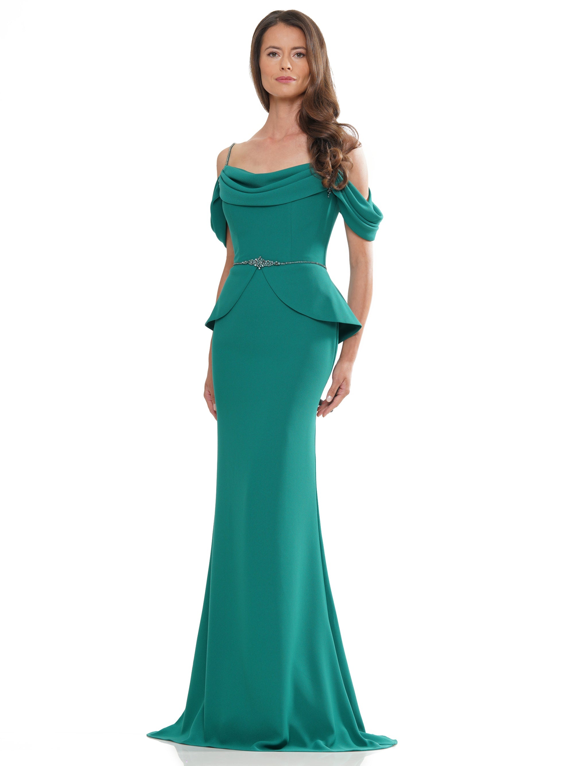Mother of the Bride Dresses Mother of the Bride Off Shoulder Peplum Sheath Dress Emerald