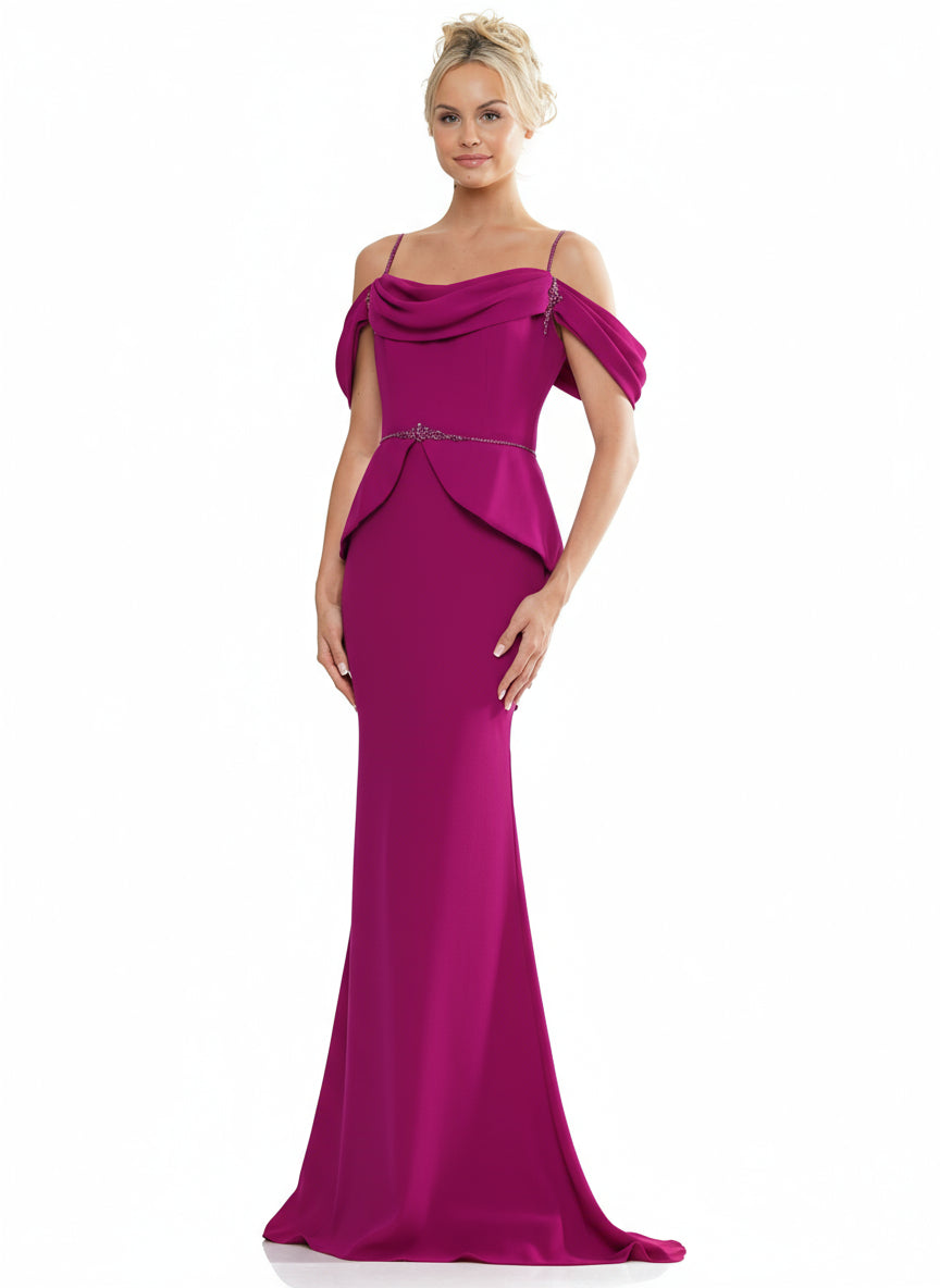 Mother of the Bride Dresses Mother of the Bride Off Shoulder Peplum Sheath Dress Fuchsia