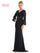 Mother of the Bride Dresses Mother of the Bride Long Sleeve V Neck Chiffon Dress Black