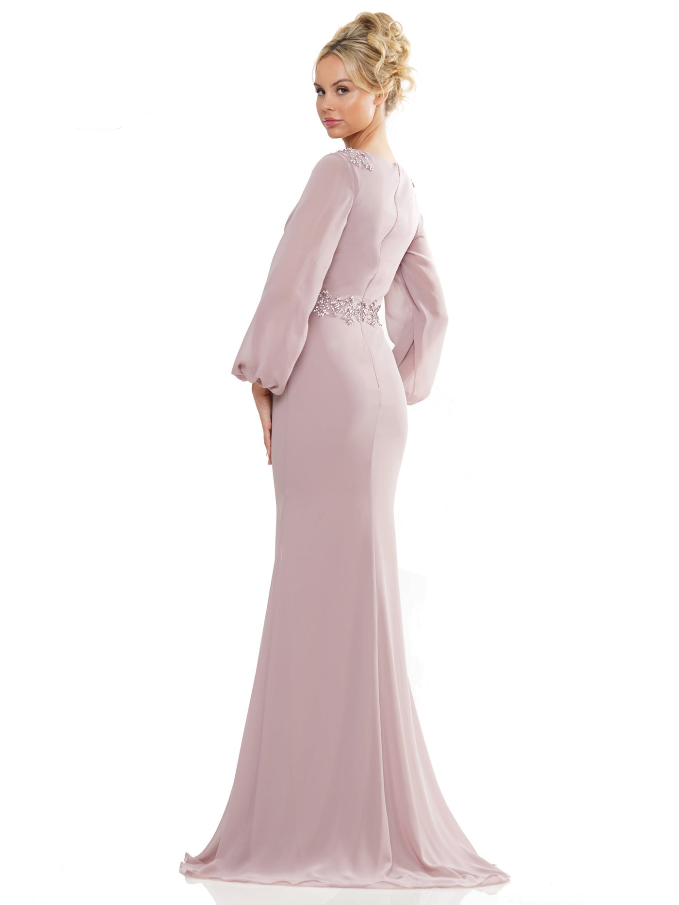 Mother of the Bride Dresses Mother of the Bride Long Sleeve V Neck Chiffon Dress Mauve