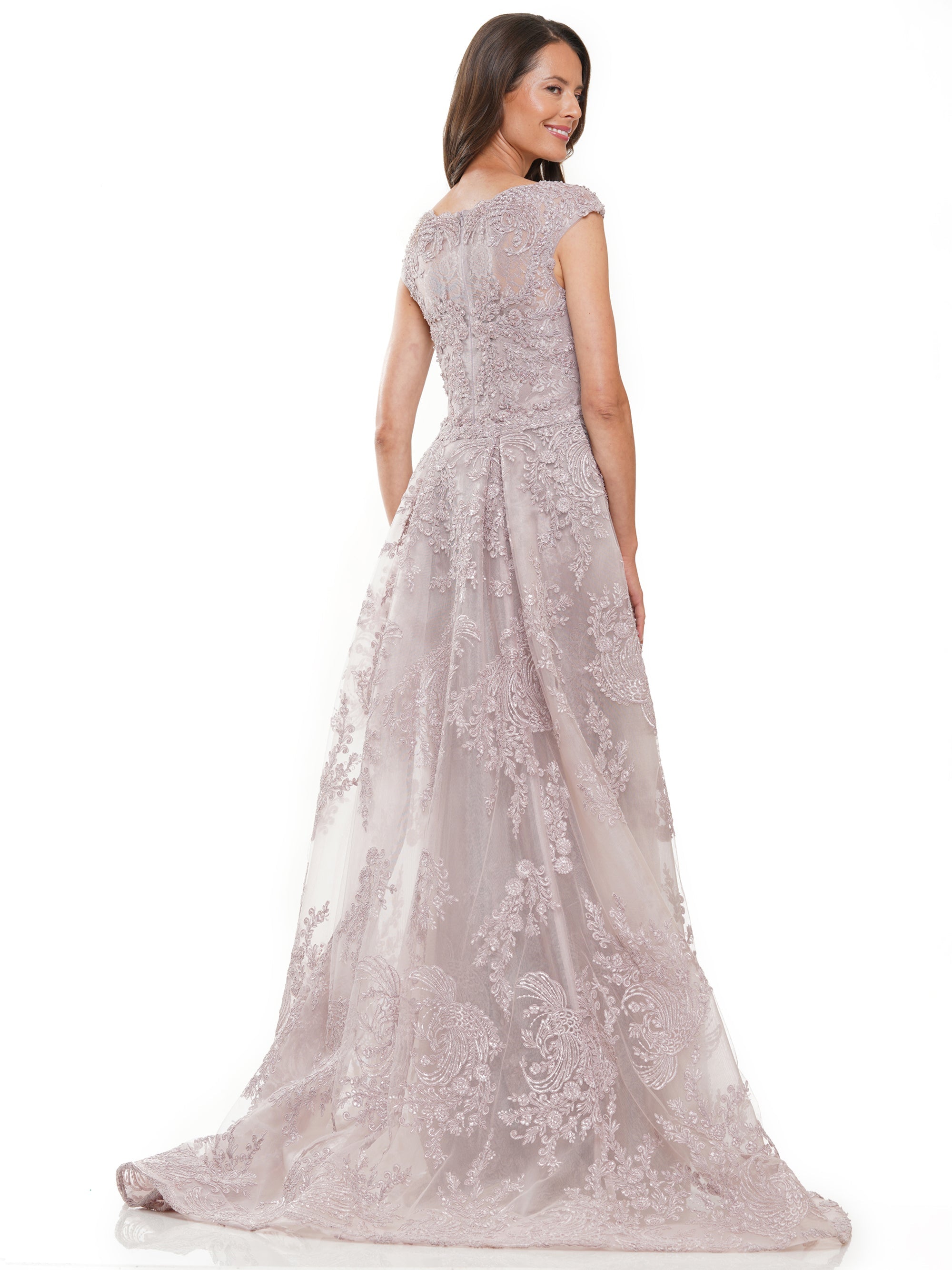 Formal Dresses Formal Embroidered Mesh Overskirt Dress Mauve