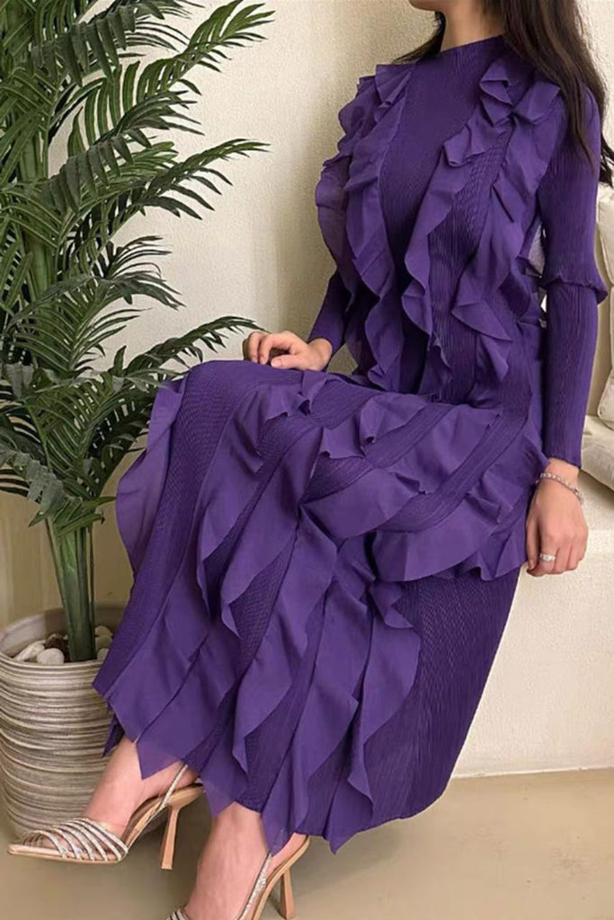 Black Woven Stretch Frill Ruched Bodycon Dress main image 1