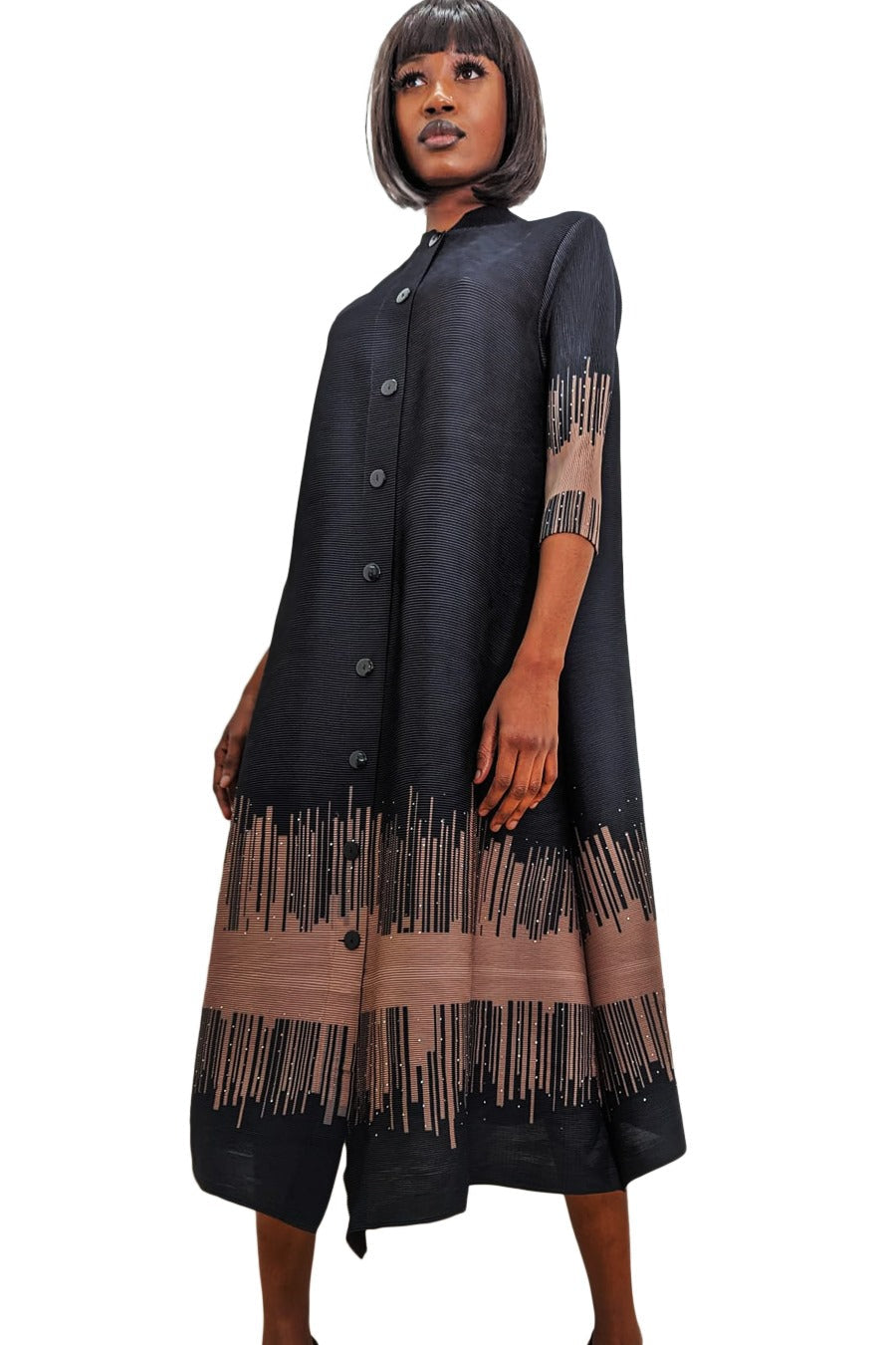 nancy yang mandarin collar midi dress Nancy Yang Mandarin Collar Midi Dress