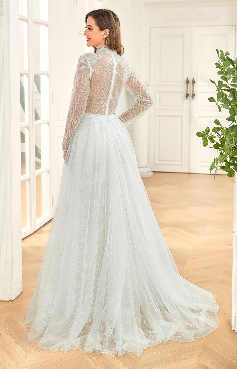 Prom Dresses Long Sleeve Fitted Prom Dress White